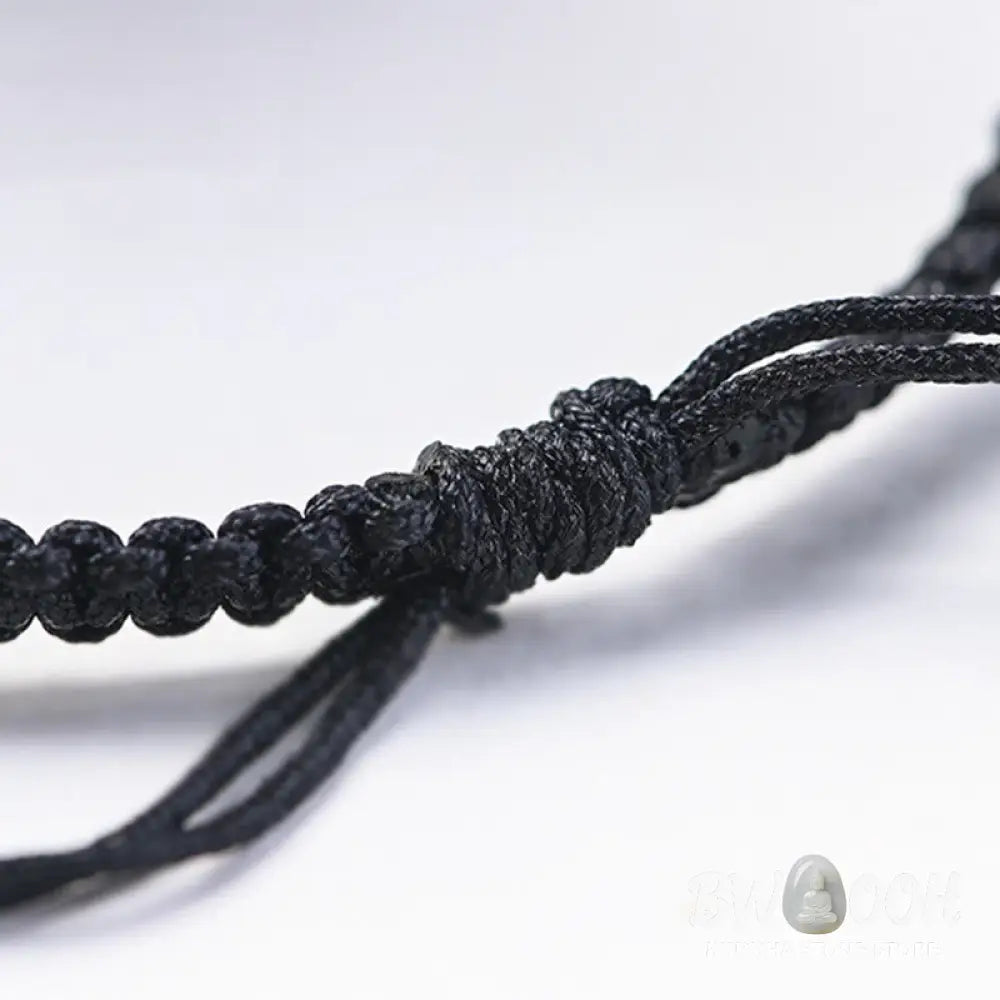 Buddha Stones Small Leaf Red Sandalwood Ebony Wood Cute Cat Head Calm Protection Braided Bracelet - BWOOOH - Bracelet