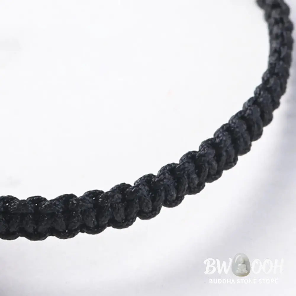 Buddha Stones Small Leaf Red Sandalwood Ebony Wood Cute Cat Head Calm Protection Braided Bracelet - BWOOOH - Bracelet
