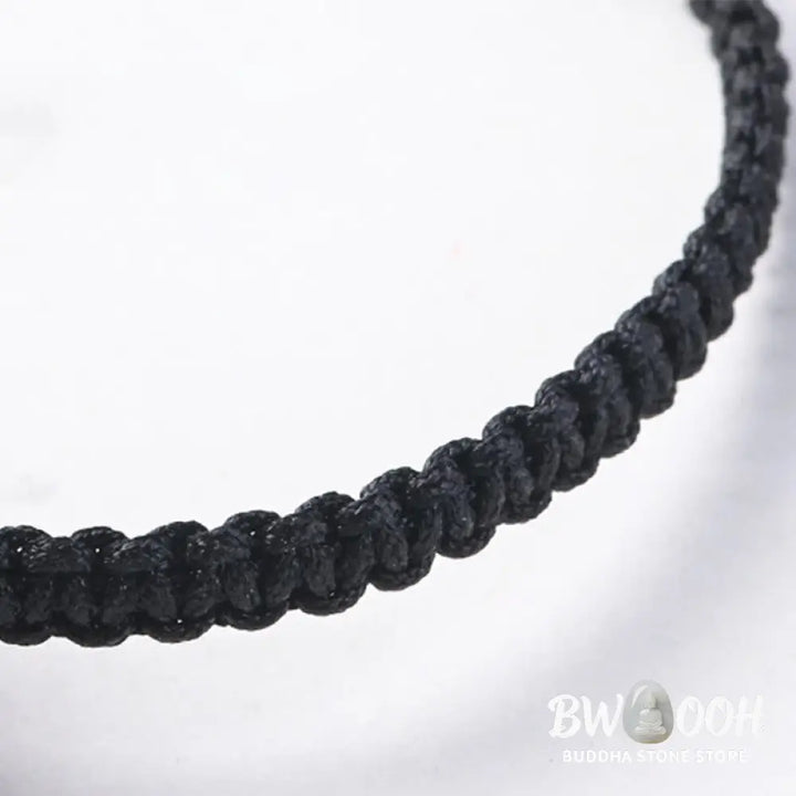 Buddha Stones Small Leaf Red Sandalwood Ebony Wood Cute Cat Head Calm Protection Braided Bracelet - BWOOOH - Bracelet