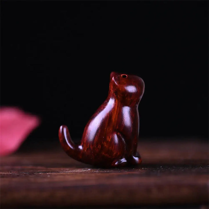 Buddha Stones Small Leaf Red Sandalwood Ebony Wood Sandalwood Green Sandalwood Lucky Mini Cat Deer Sooth Phone Hanging