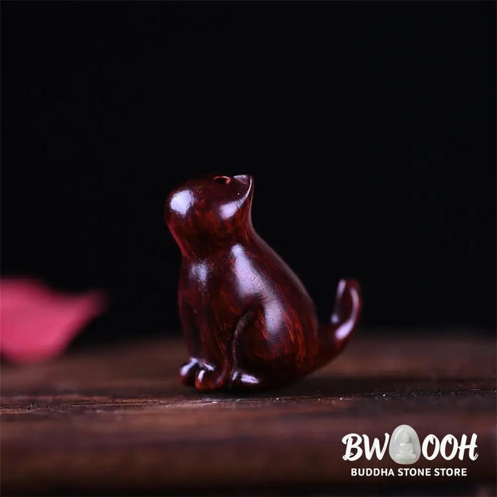 Buddha Stones Small Leaf Red Sandalwood Ebony Wood Sandalwood Green Sandalwood Lucky Mini Cat Deer Sooth Phone Hanging