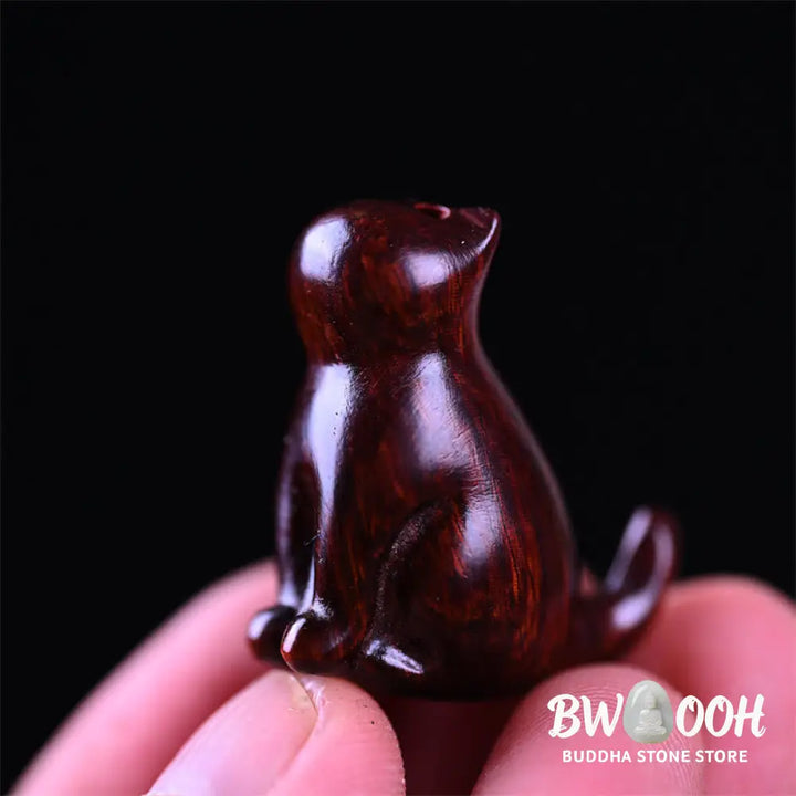 Buddha Stones Small Leaf Red Sandalwood Ebony Wood Sandalwood Green Sandalwood Lucky Mini Cat Deer Sooth Phone Hanging