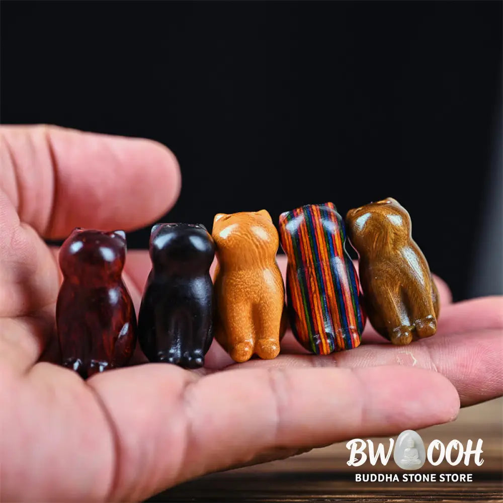 Buddha Stones Small Leaf Red Sandalwood Ebony Wood Sandalwood Green Sandalwood Lucky Mini Cat Deer Sooth Phone Hanging