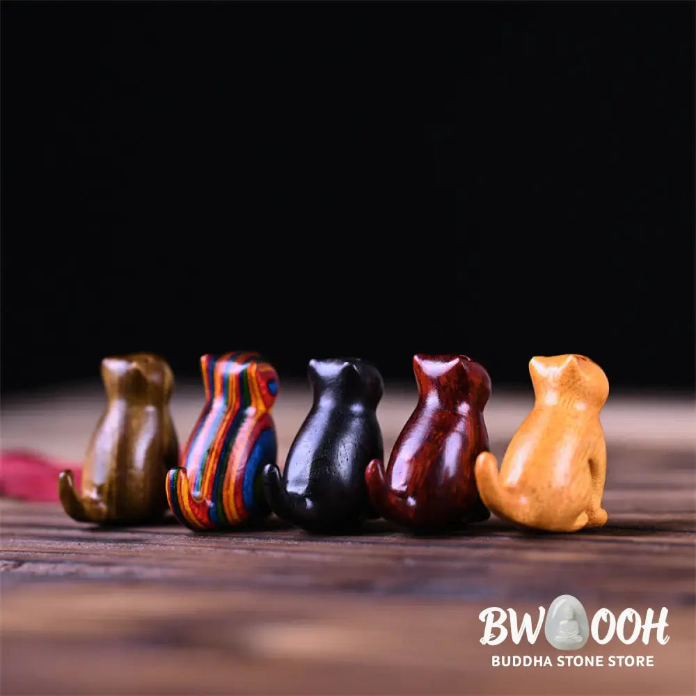 Buddha Stones Small Leaf Red Sandalwood Ebony Wood Sandalwood Green Sandalwood Lucky Mini Cat Deer Sooth Phone Hanging