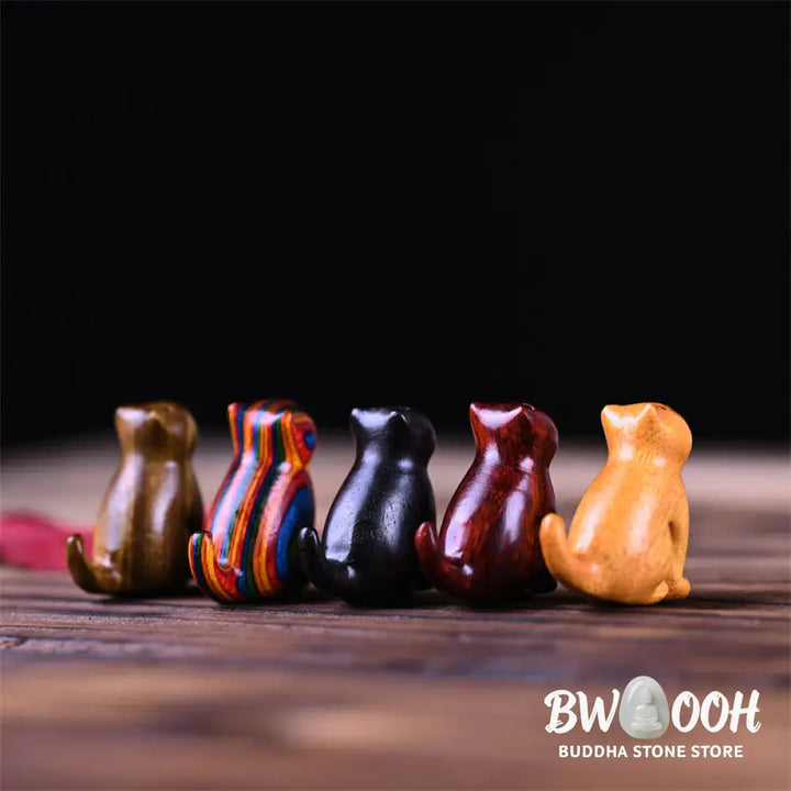 Buddha Stones Small Leaf Red Sandalwood Ebony Wood Sandalwood Green Sandalwood Lucky Mini Cat Deer Sooth Phone Hanging