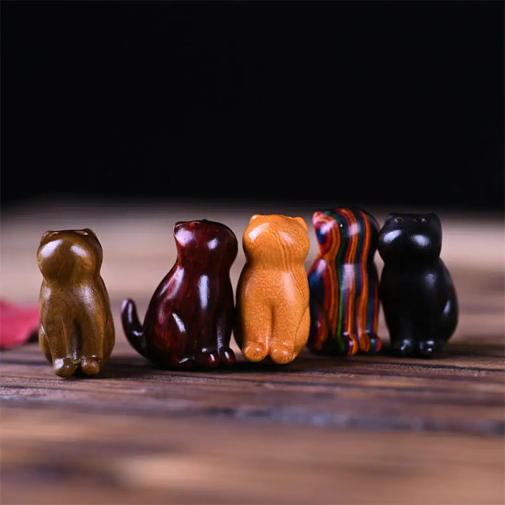 Buddha Stones Small Leaf Red Sandalwood Ebony Wood Sandalwood Green Sandalwood Lucky Mini Cat Deer Sooth Phone Hanging