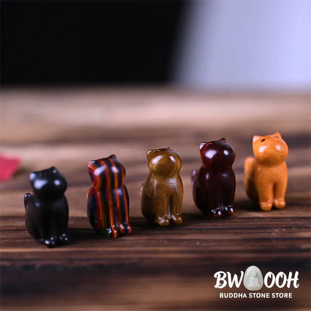 Buddha Stones Small Leaf Red Sandalwood Ebony Wood Sandalwood Green Sandalwood Lucky Mini Cat Deer Sooth Phone Hanging