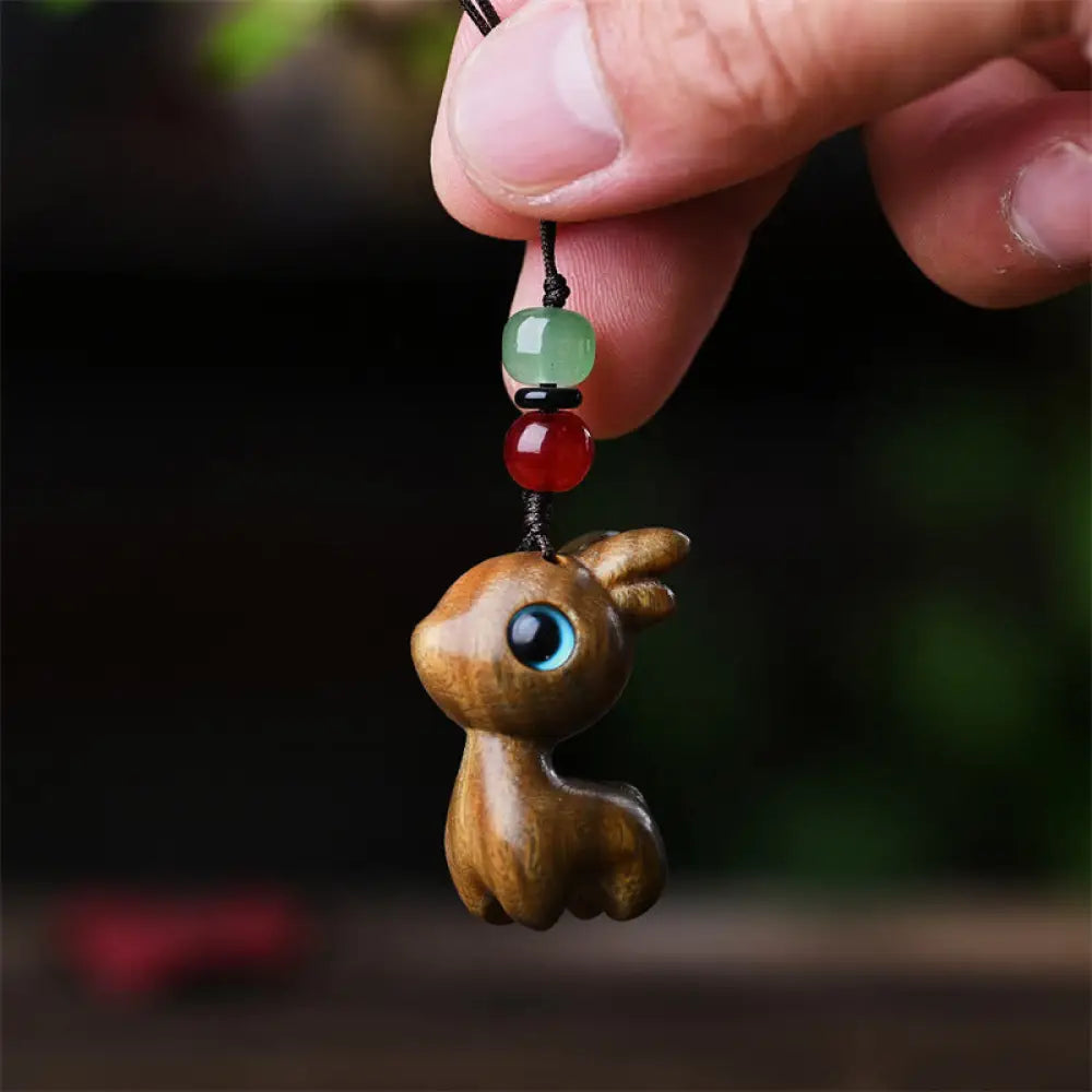 Buddha Stones Small Leaf Red Sandalwood Ebony Wood Sandalwood Green Sandalwood Lucky Mini Cat Deer Sooth Phone Hanging