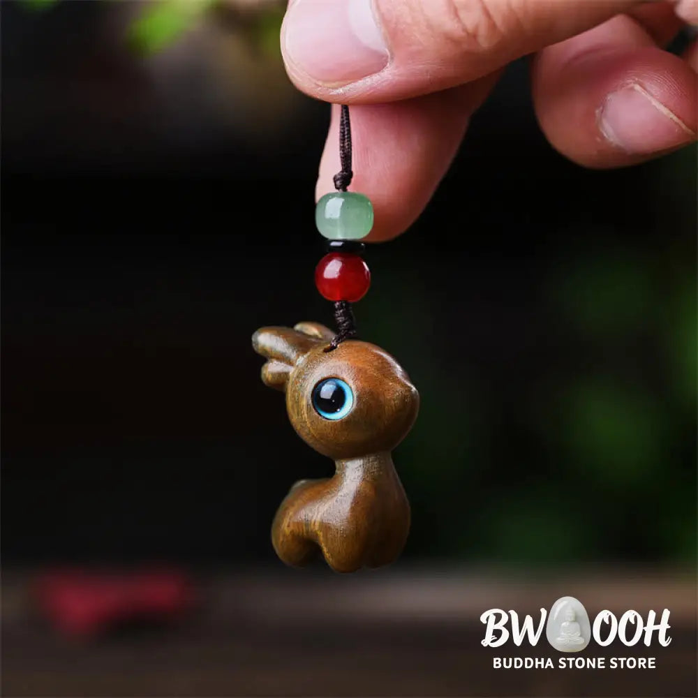 Buddha Stones Small Leaf Red Sandalwood Ebony Wood Sandalwood Green Sandalwood Lucky Mini Cat Deer Sooth Phone Hanging