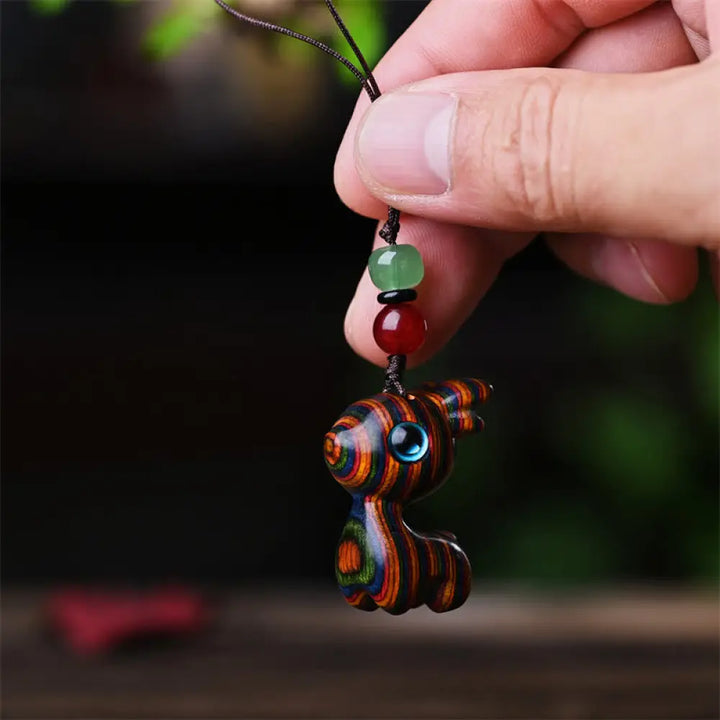 Buddha Stones Small Leaf Red Sandalwood Ebony Wood Sandalwood Green Sandalwood Lucky Mini Cat Deer Sooth Phone Hanging