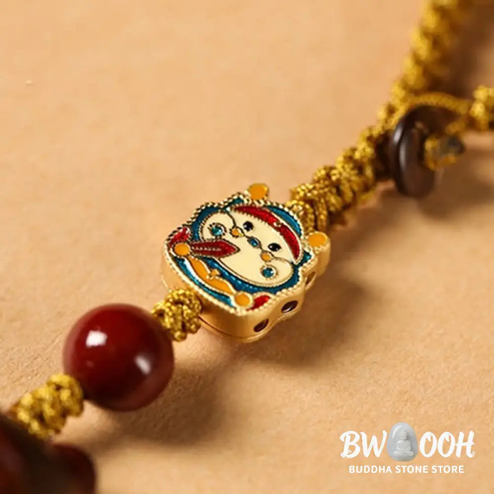 Buddha Stones Small Leaf Red Sandalwood Green Sandalwood Sandalwood Lucky Cat Protection Key Chain Phone Hanging
