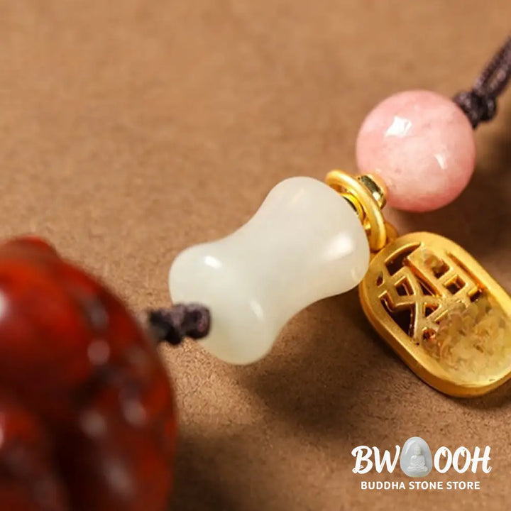 Buddha Stones Small Leaf Red Sandalwood Green Sandalwood Sandalwood Lucky Cat Protection Key Chain Phone Hanging