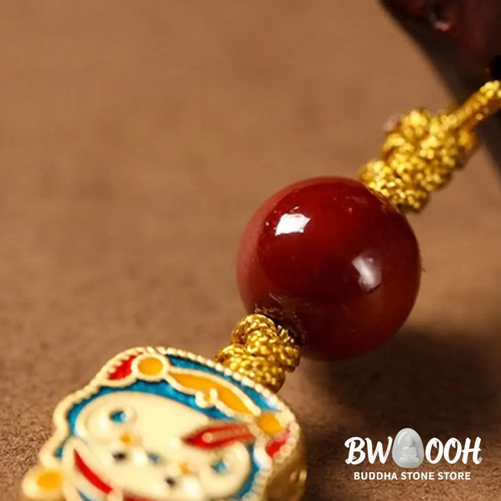 Buddha Stones Small Leaf Red Sandalwood Green Sandalwood Sandalwood Lucky Cat Protection Key Chain Phone Hanging