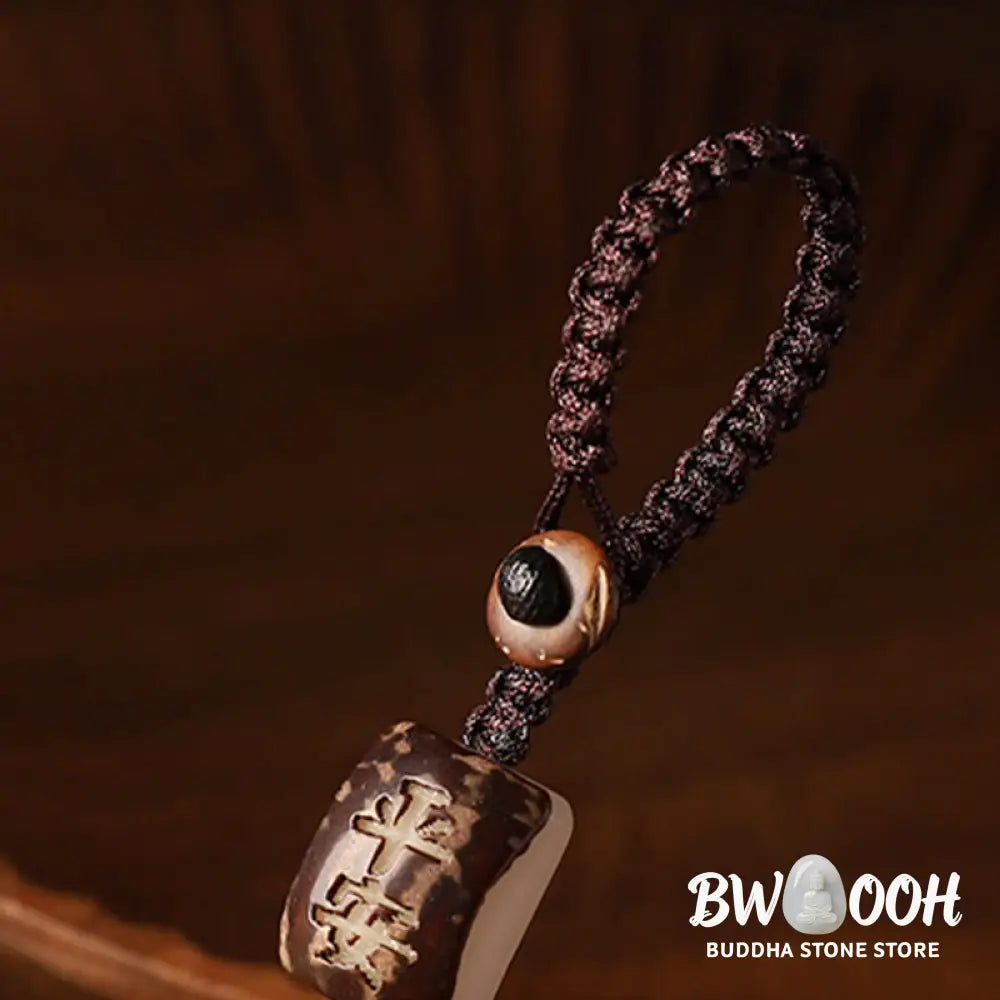 Buddha Stones Small Leaf Red Sandalwood Green Sandalwood Money Bag Om Mani Padme Hum Rotatable Protection Hanging