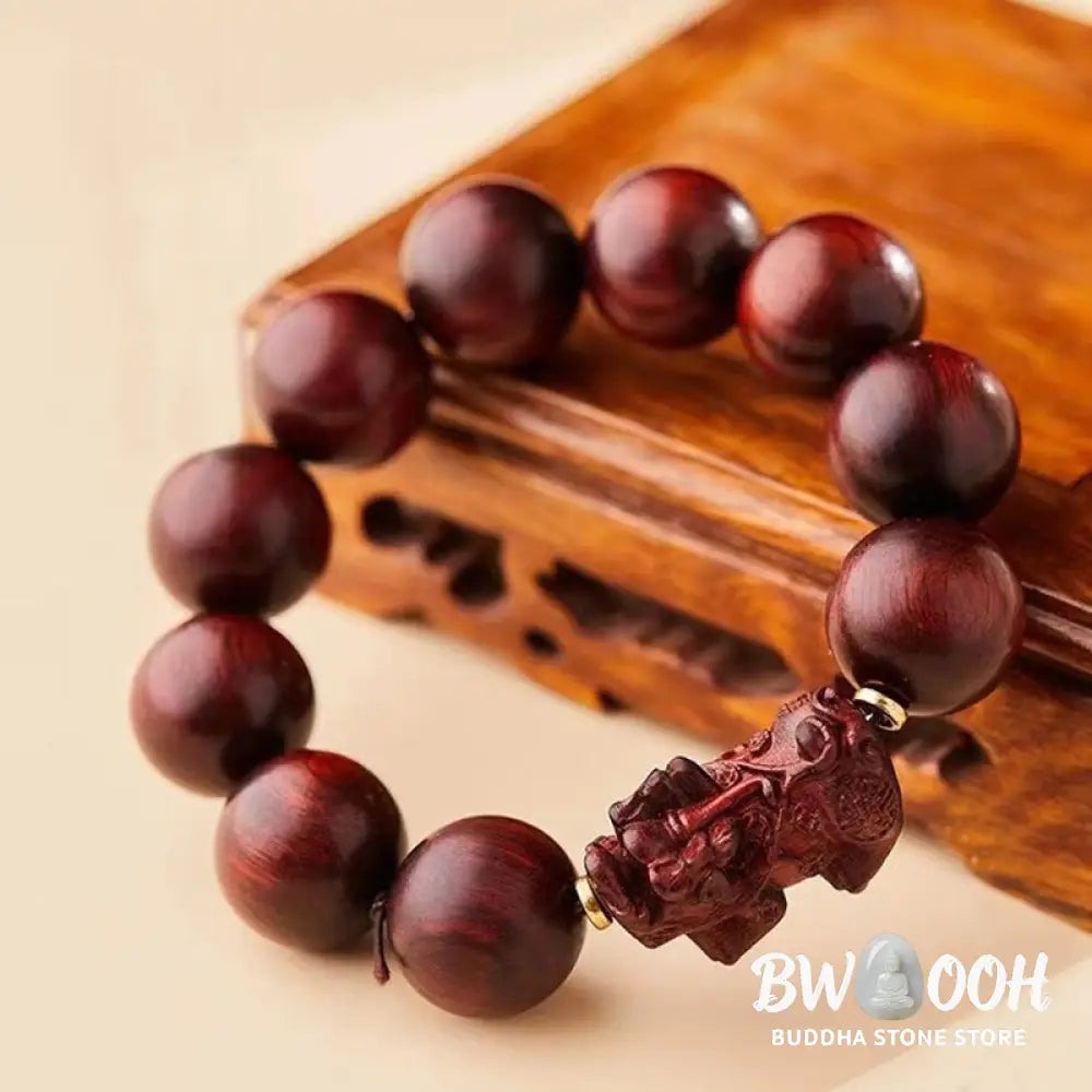 Buddha Stones Small Leaf Red Sandalwood PiXiu Protection Bracelet - BWOOOH - Small Leaf Red Sandalwood(Wrist