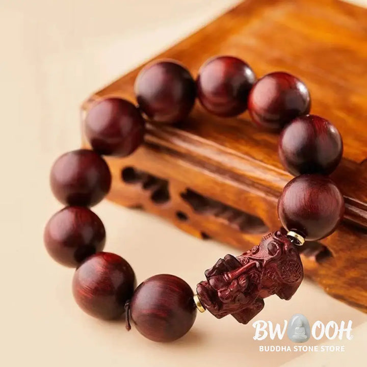 Buddha Stones Small Leaf Red Sandalwood PiXiu Protection Bracelet - BWOOOH - Small Leaf Red Sandalwood(Wrist