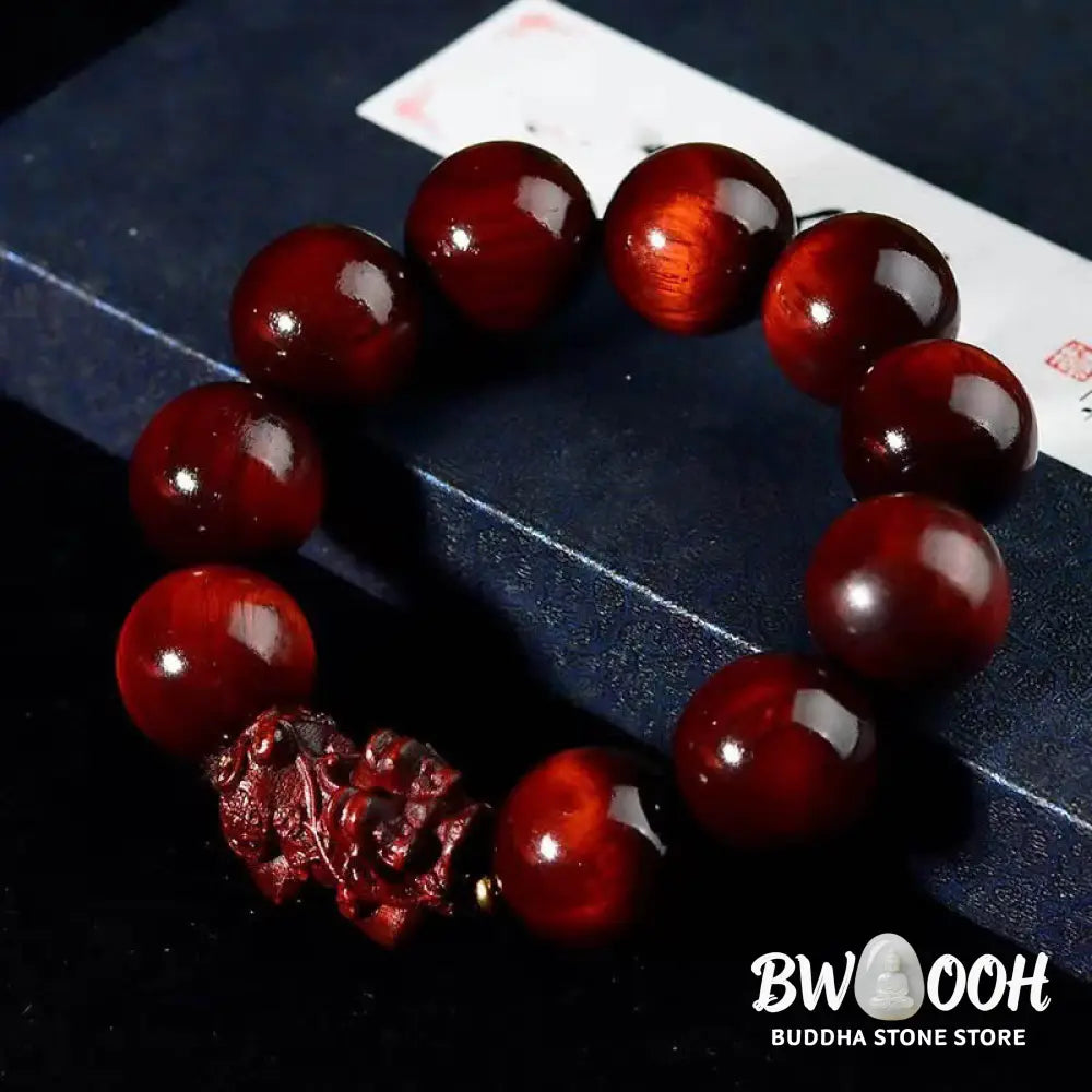 Buddha Stones Small Leaf Red Sandalwood PiXiu Protection Bracelet - BWOOOH - Small Leaf Red Sandalwood(Wrist