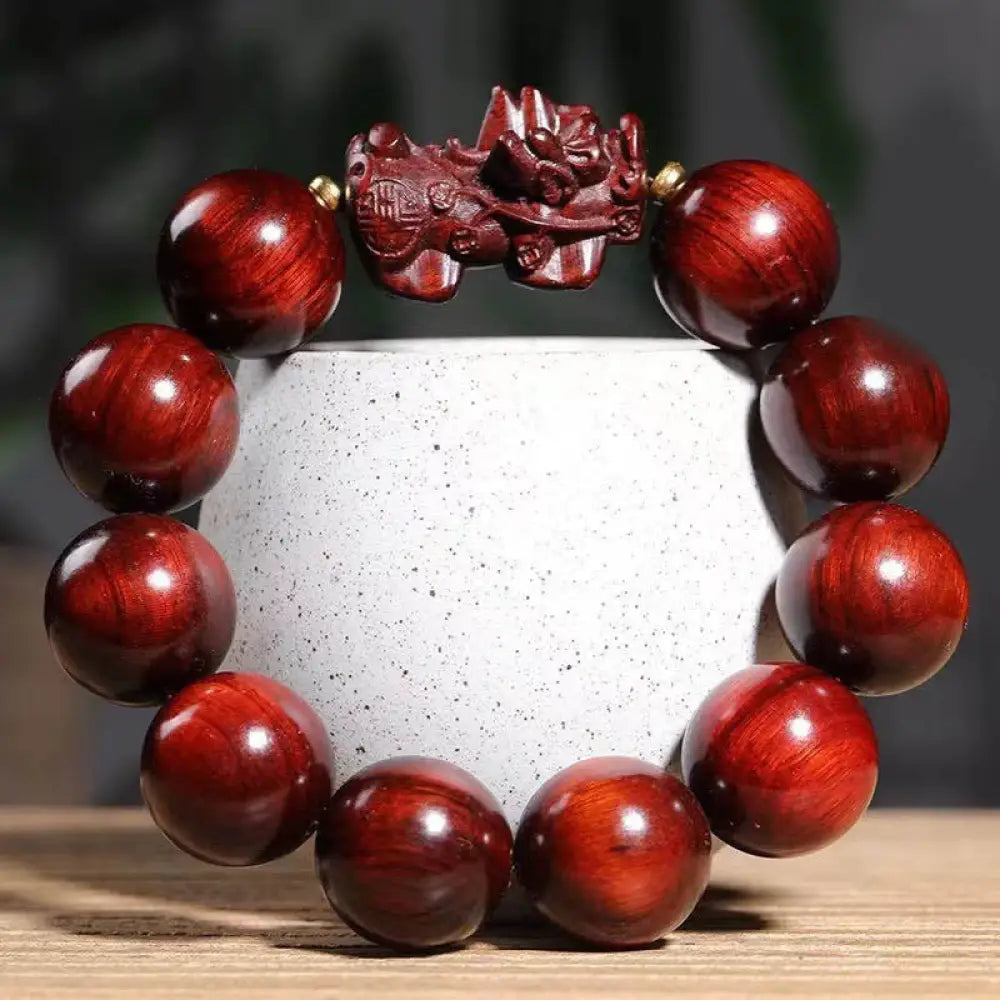 Buddha Stones Small Leaf Red Sandalwood PiXiu Protection Bracelet - BWOOOH - Small Leaf Red Sandalwood(Wrist