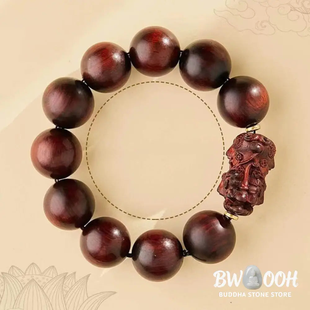 Buddha Stones Small Leaf Red Sandalwood PiXiu Protection Bracelet - BWOOOH - Small Leaf Red Sandalwood(Wrist