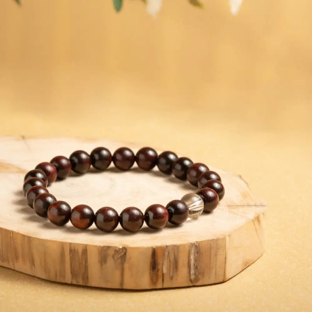 BWOOOH Small Leaf Red Sandalwood White Crystal Protection Bracelet - BWOOOH - Small Leaf Red Sandalwood(Wrist