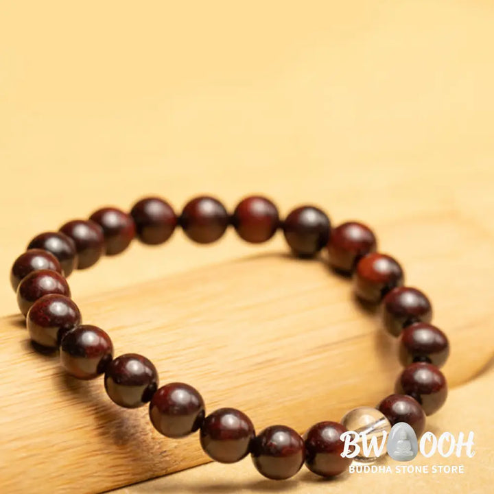 Buddha Stones Small Leaf Red Sandalwood White Crystal Protection Bracelet - BWOOOH - Small Leaf Red Sandalwood(Wrist