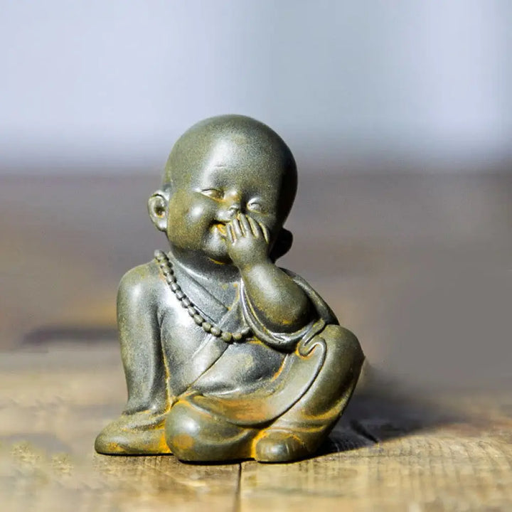 BWOOOH resin Buddha statue - Small Meditating Monk Iron Powder R