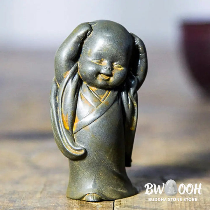 BWOOOH resin Buddha statue - Small Meditating Monk Iron Powder R