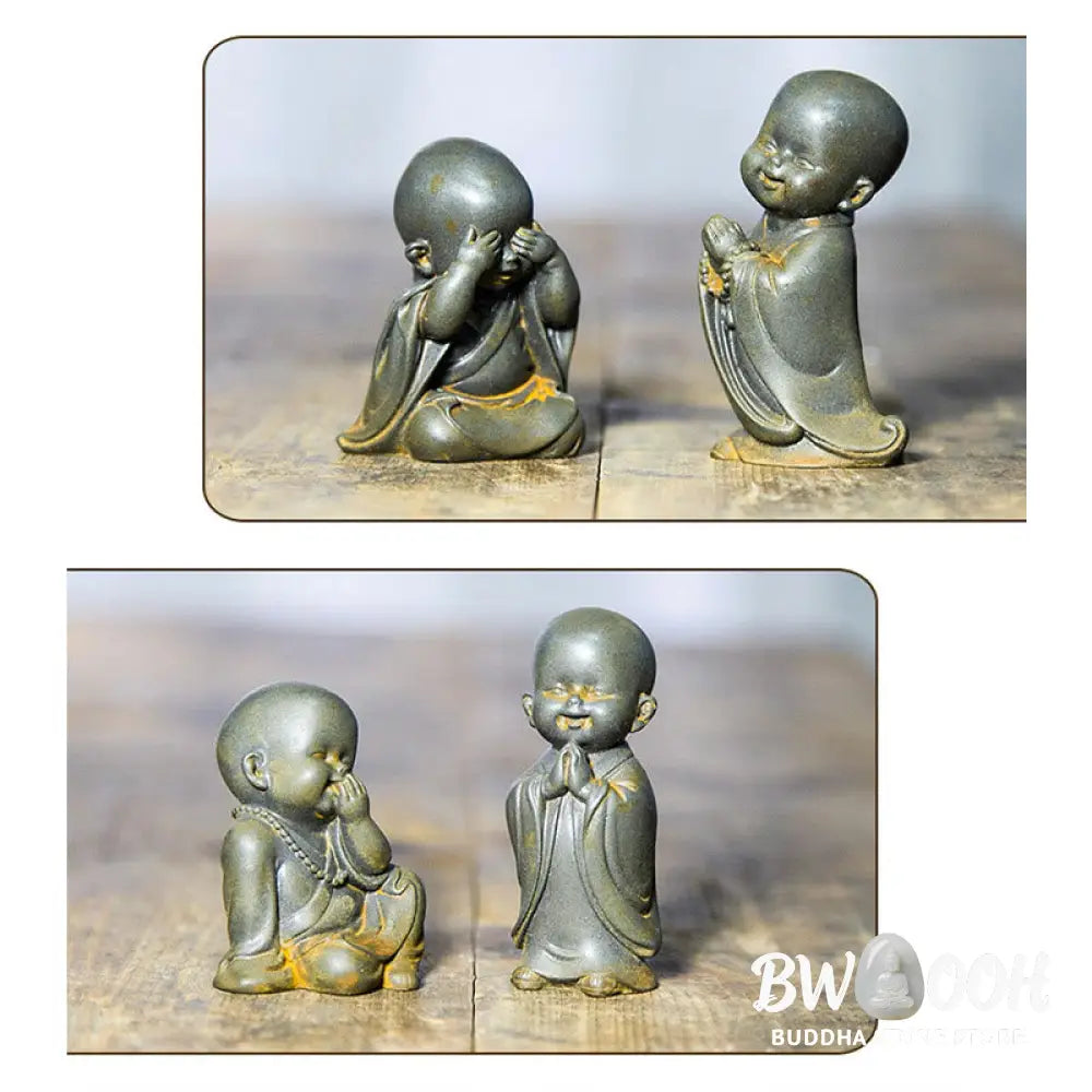 BWOOOH resin Buddha statue - Small Meditating Monk Iron Powder R