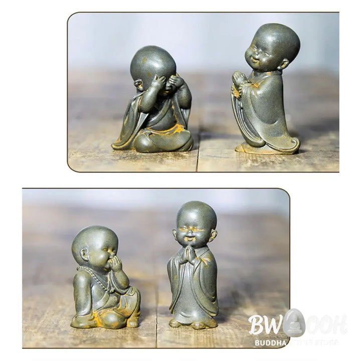 BWOOOH resin Buddha statue - Small Meditating Monk Iron Powder R