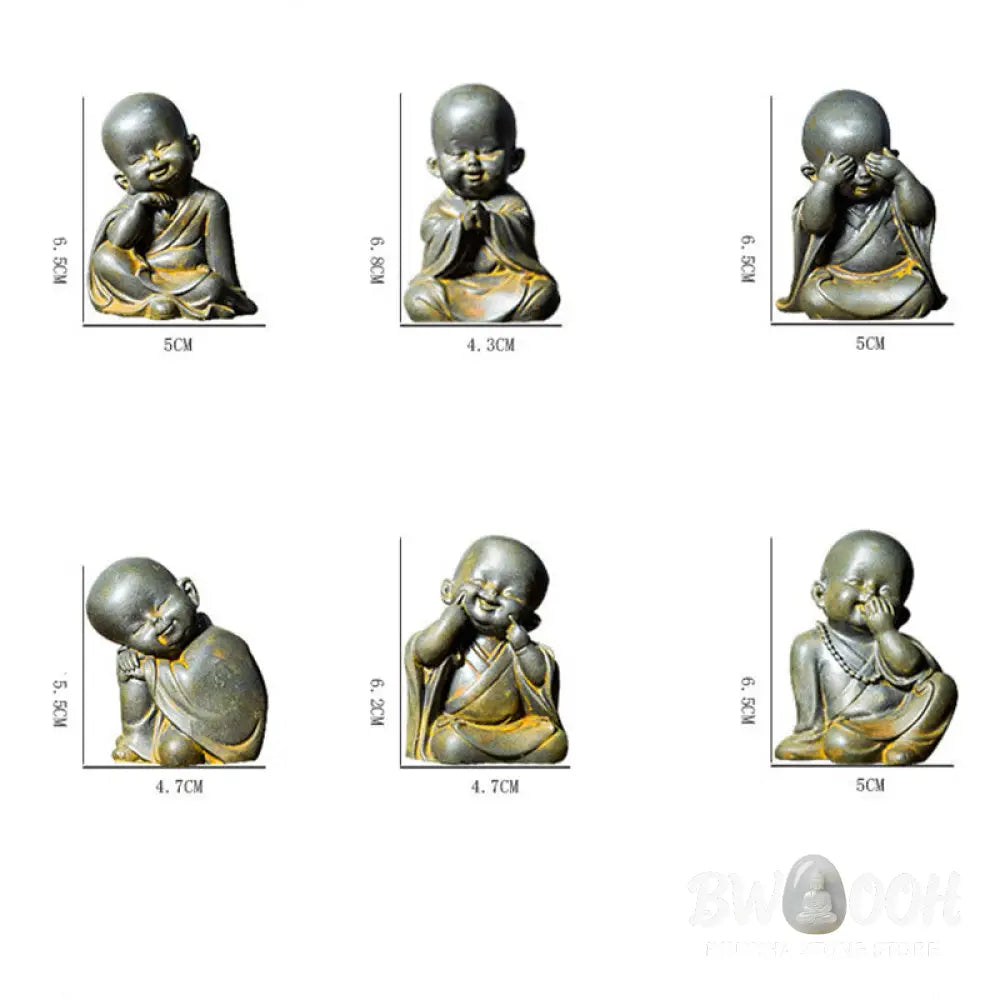 BWOOOH resin Buddha statue - Small Meditating Monk Iron Powder R