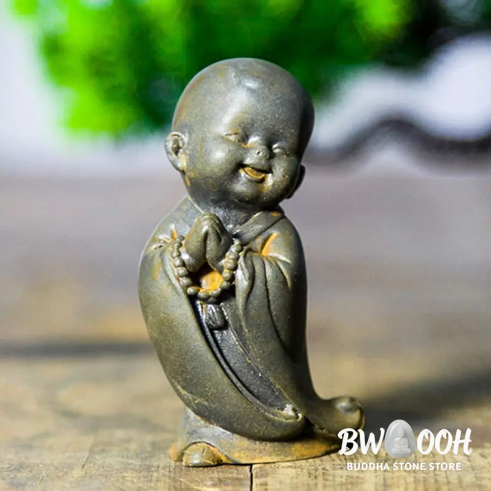 BWOOOH resin Buddha statue - Small Meditating Monk Iron Powder R
