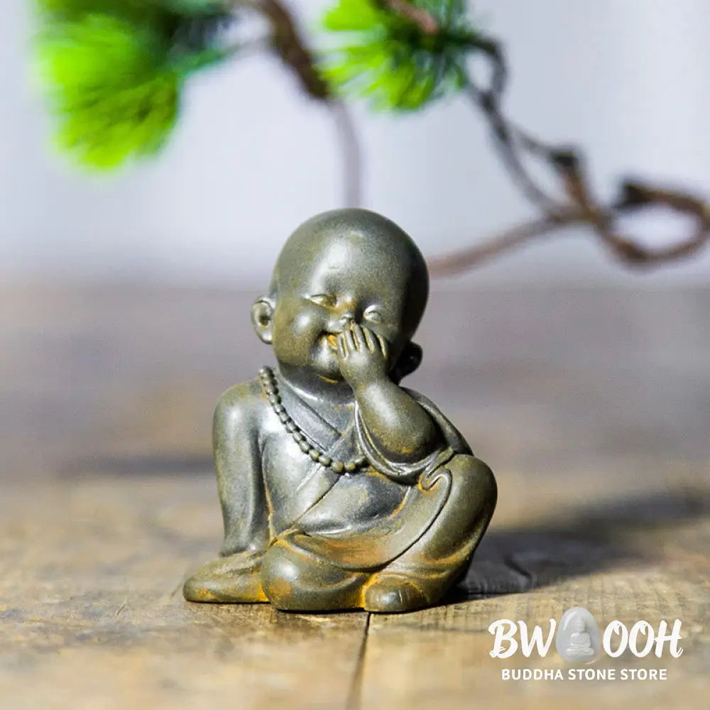 BWOOOH resin Buddha statue - Small Meditating Monk Iron Powder R