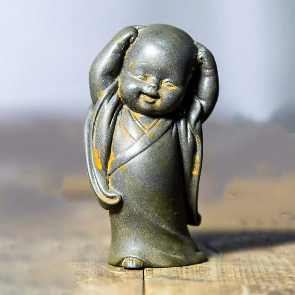 BWOOOH resin Buddha statue - Small Meditating Monk Iron Powder R