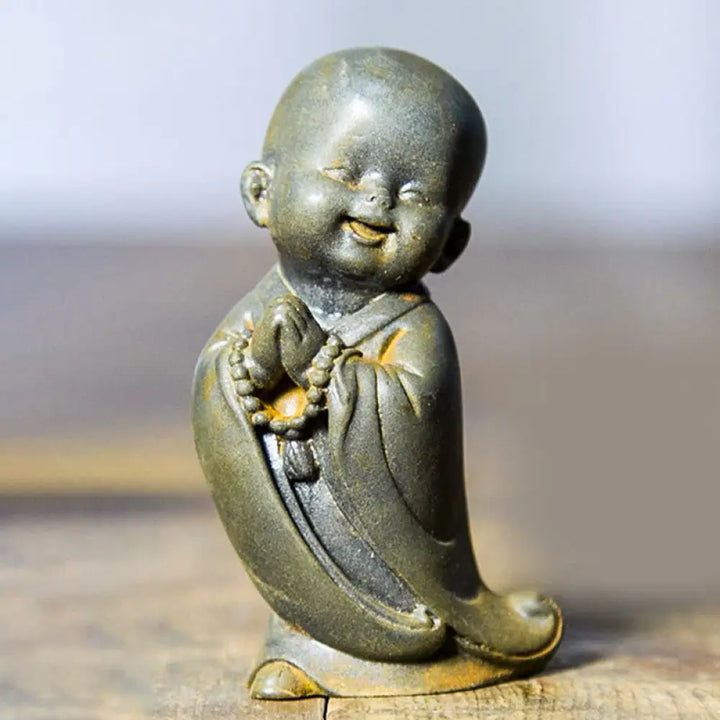 BWOOOH resin Buddha statue - Small Meditating Monk Iron Powder R