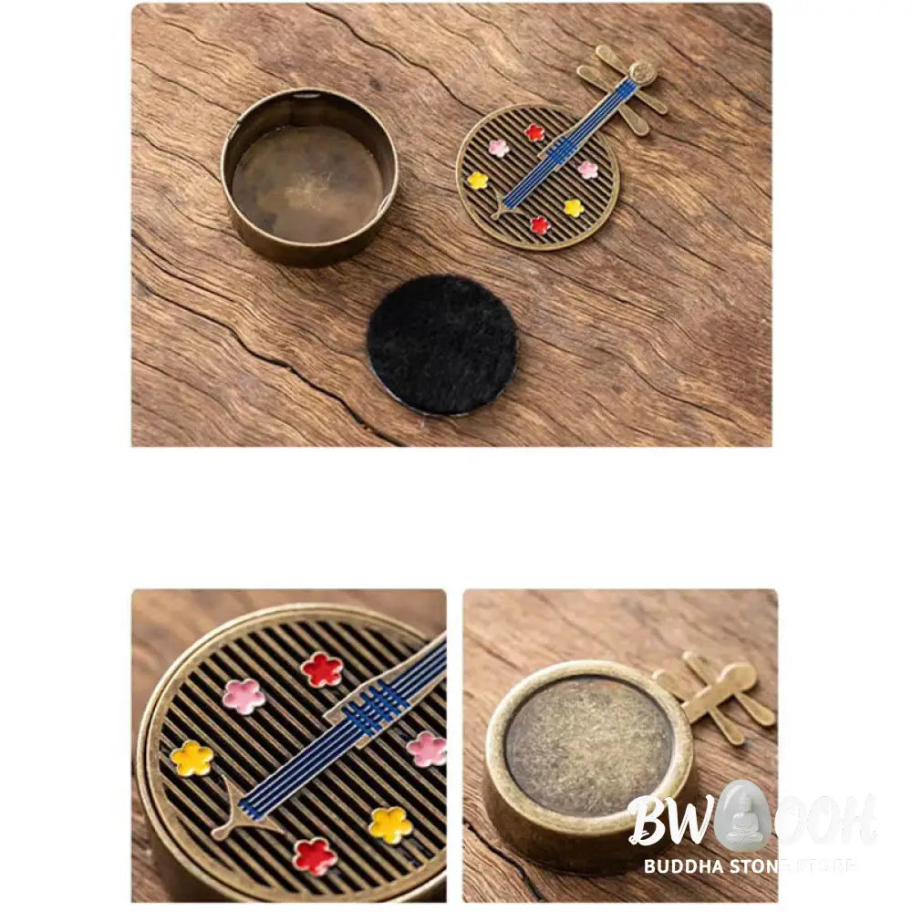 BWOOOH copper incense burner - Small Mini Gourd Fan Pipa Copper Al