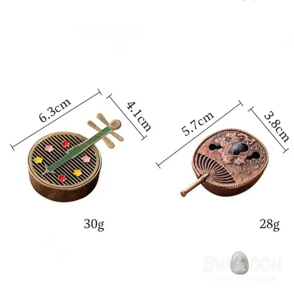 BWOOOH copper incense burner - Small Mini Gourd Fan Pipa Copper Al