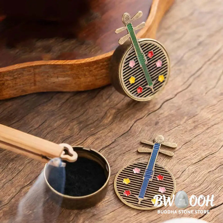 BWOOOH copper incense burner - Small Mini Gourd Fan Pipa Copper Al