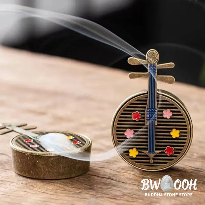 BWOOOH copper incense burner - Small Mini Gourd Fan Pipa Copper Al