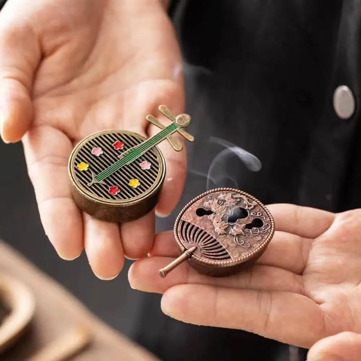 BWOOOH copper incense burner - Small Mini Gourd Fan Pipa Copper Al