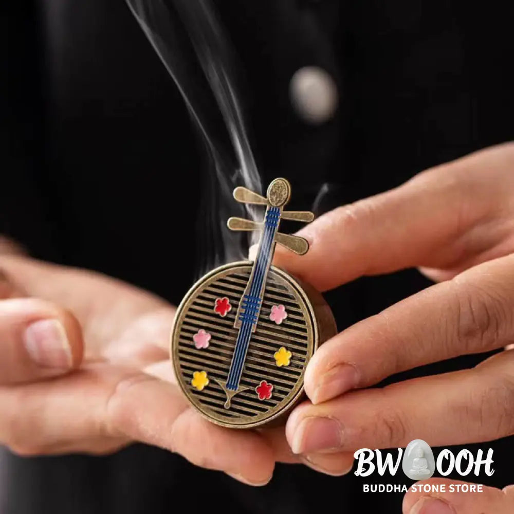 BWOOOH copper incense burner - Small Mini Gourd Fan Pipa Copper Al
