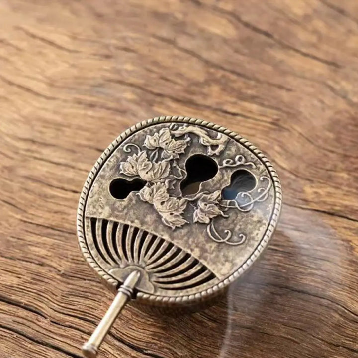 BWOOOH copper incense burner - Small Mini Gourd Fan Pipa Copper Al