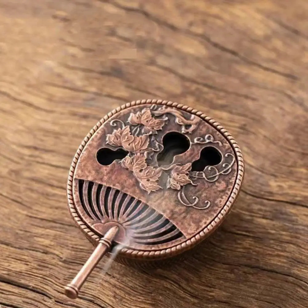 BWOOOH copper incense burner - Small Mini Gourd Fan Pipa Copper Al