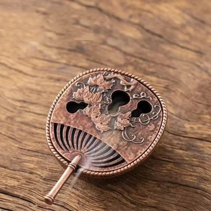 BWOOOH copper incense burner - Small Mini Gourd Fan Pipa Copper Al