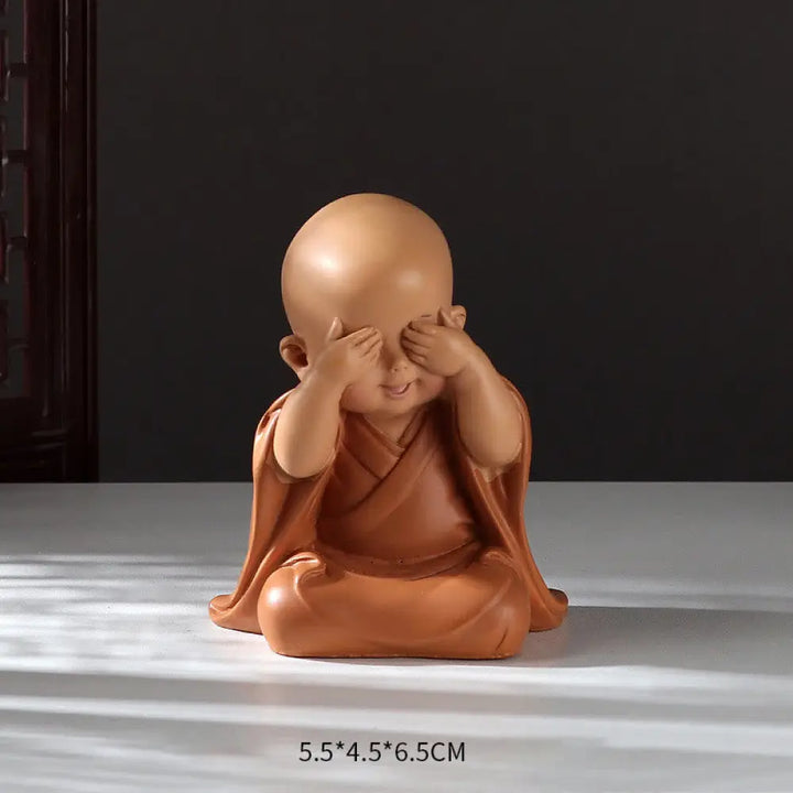 BWOOOH resin Buddha statue - Small Mini Meditation Praying Monk 