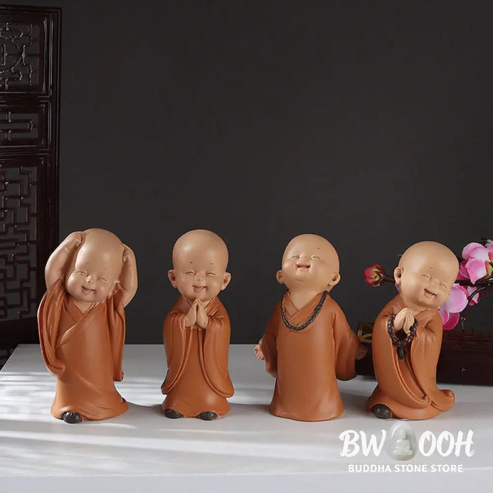 BWOOOH resin Buddha statue - Small Mini Meditation Praying Monk 