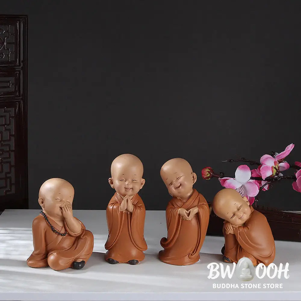BWOOOH resin Buddha statue - Small Mini Meditation Praying Monk 