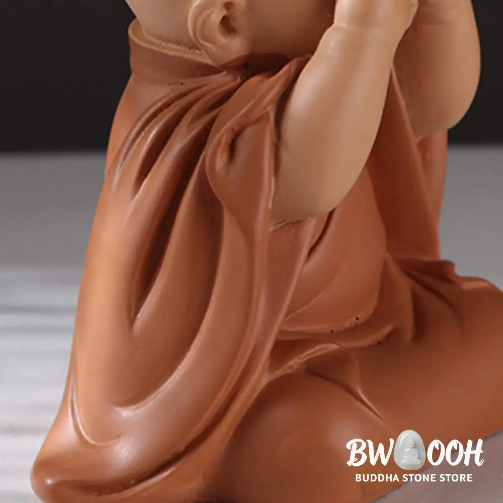 BWOOOH resin Buddha statue - Small Mini Meditation Praying Monk 