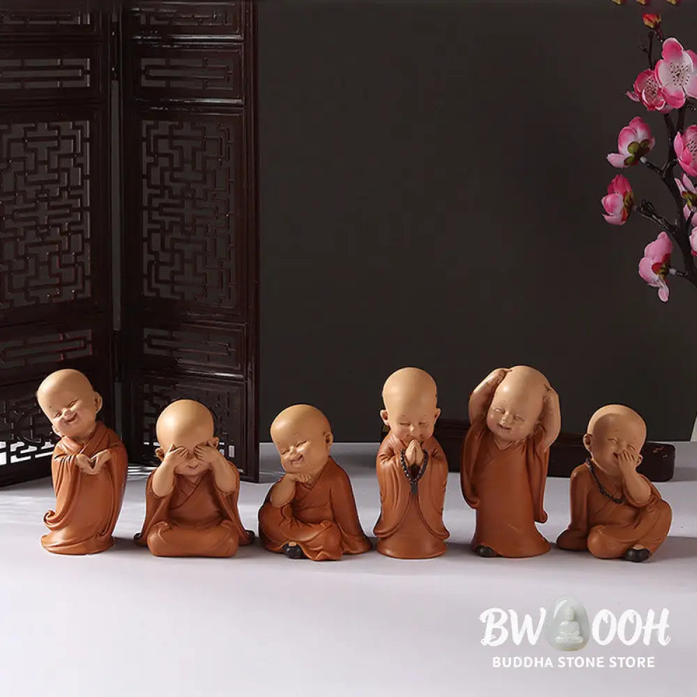 BWOOOH resin Buddha statue - Small Mini Meditation Praying Monk 