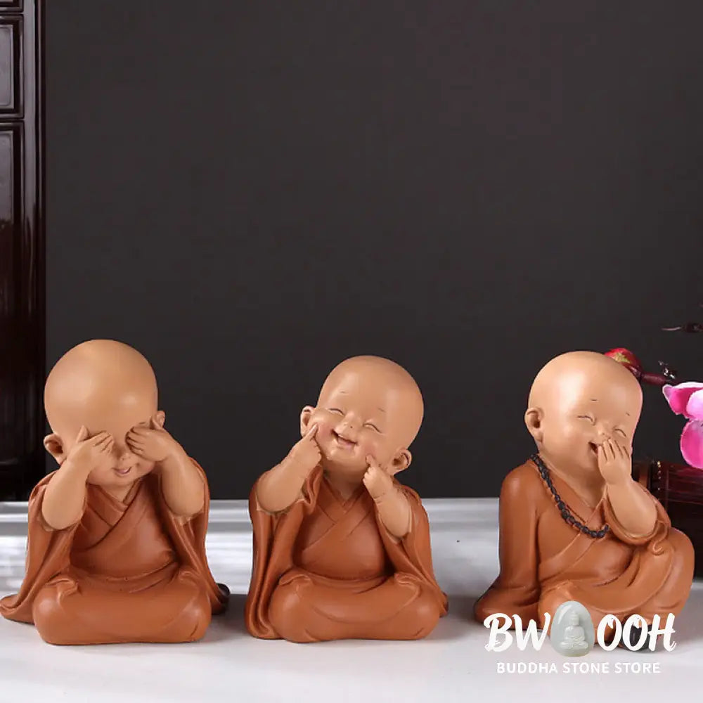 BWOOOH resin Buddha statue - Small Mini Meditation Praying Monk 