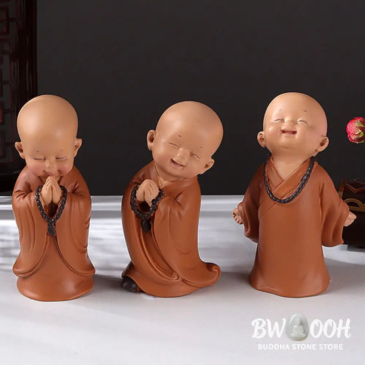 BWOOOH resin Buddha statue - Small Mini Meditation Praying Monk 